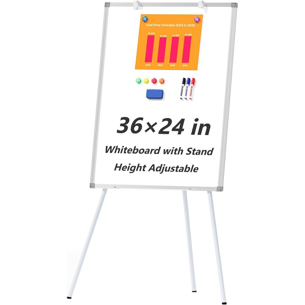 Whiteboard Easel Tripod - Pizarra blanca grande con soporte, 36