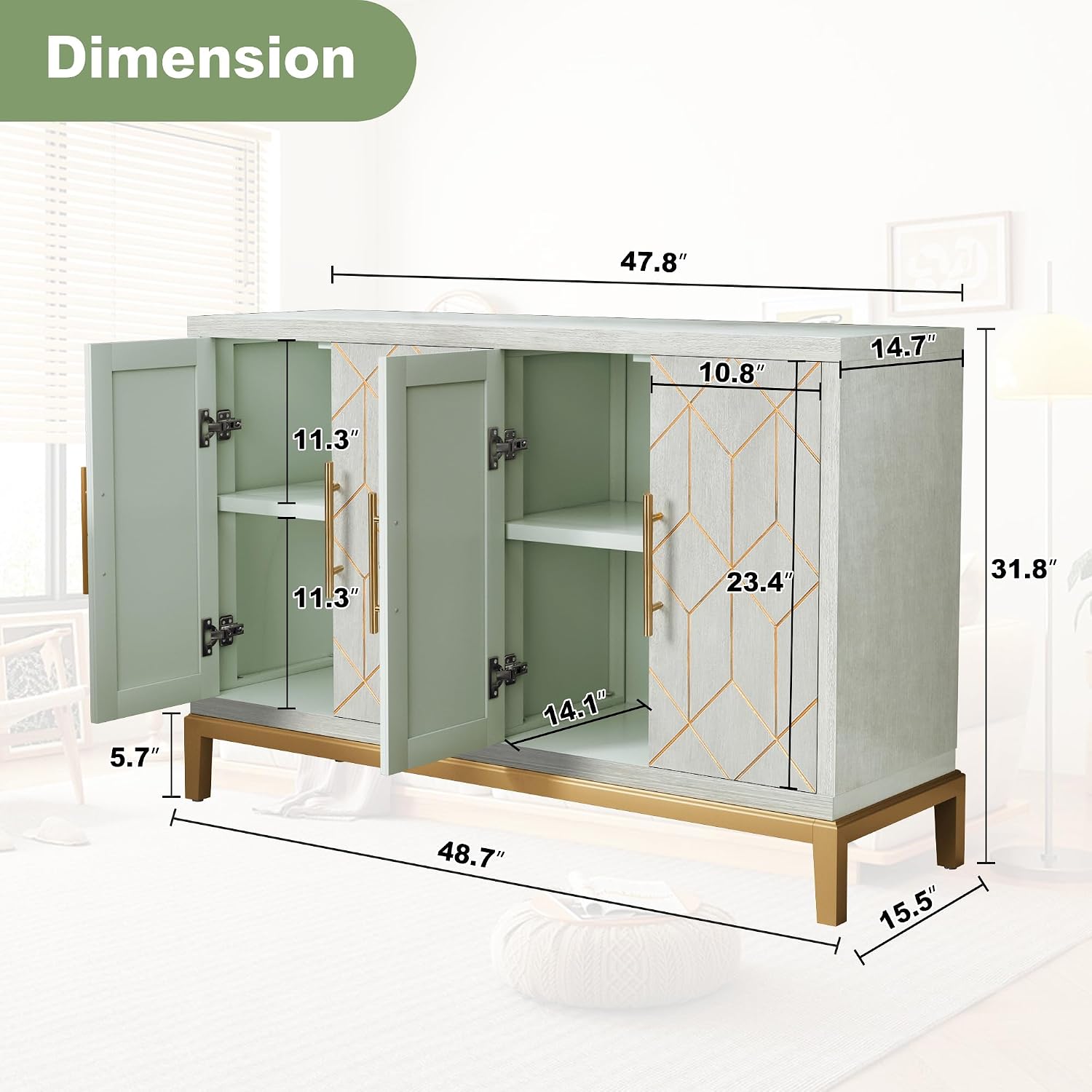 Aparador Moderno de 4 Puertas, - Office Furniture Credenza reseña y precio