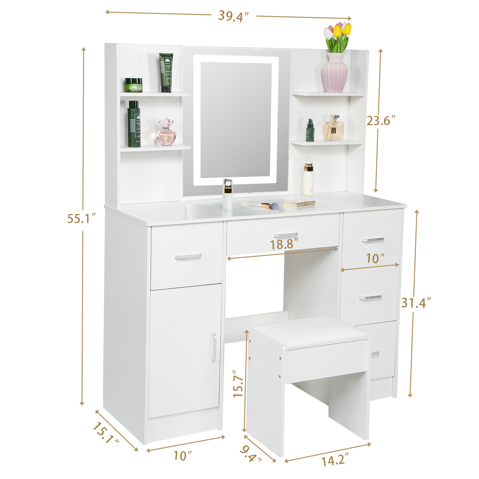 Juego de tocador con iluminaci - Office Furniture Credenza reseña y precio